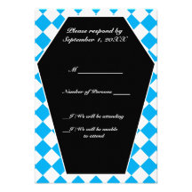 Damier Ivory (Cyan) RSVP Card Custom Invite