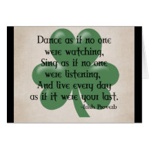 Dance as if :: Irish Proverb (Black Design) Greeting Card