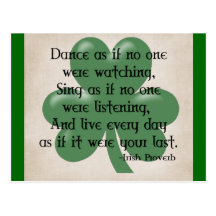 Dance as if :: Irish Proverb (Black Design) Postcard