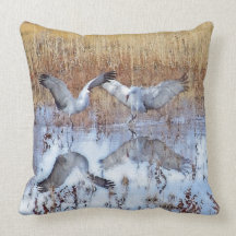 Dance of Sandhill Cranes American MoJo Pillow