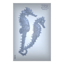 Dance Of The Seahorses (Blue) Personalized Stationery