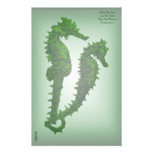 Dance Of The Seahorses (Green) Personalized Stationery