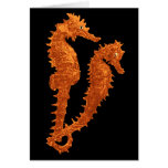 Dance Of The Seahorses (Orange) Greeting Cards