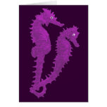 Dance Of The Seahorses (Purple) Greeting Cards