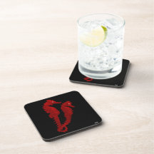 Dance Of The Seahorses (Red) Beverage Coaster