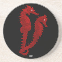 Dance Of The Seahorses (Red) Coasters