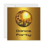 Dance Party Event Gold Mirrorball Personalized Invites