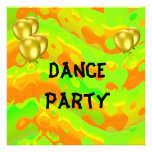 Dance Party Event Green Yellow Abstract Balloons Invites