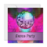 Dance Party Event Pink Purple Abstract Mirrorball Custom Announcement