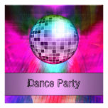 Dance Party Event Pink Purple Abstract Mirrorball Custom Announcement