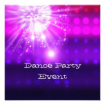 Dance Party Event Pink Purple Silver Mirrorball Personalized Announcements