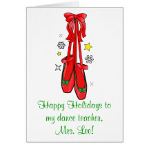 Dance Teacher Christmas Ballet Shoes Greeting Card