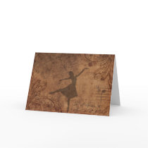 dancer on old paper card