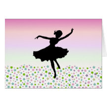 Dancing amongst the stars - pink sunset greeting card