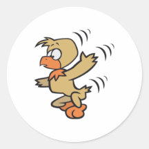 Dancing Cartoon Bird Round Sticker