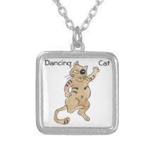 Dancing Cat Square Necklace