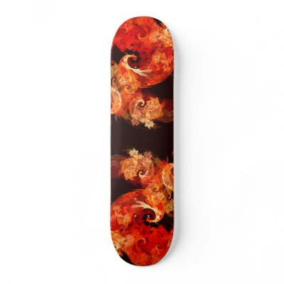 Dancing Firebirds Abstract Art Skateboard by OniArts