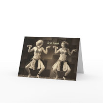 Dancing girls best friends greeting card