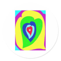 Dancing Hearts Round Stickers