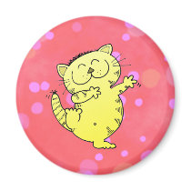 Dancing Kitten In Red Room Fridge Magnet