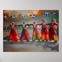 'Dancing Maidens, Skiathos' Poster