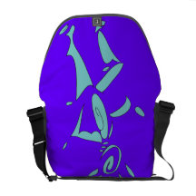 Dancing man messenger bag in turquoise and blue