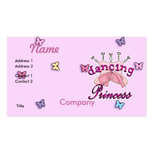 Dancing Princess Ballet Design Business Card Templates