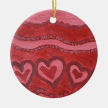Dancing Red Hearts Christmas Ornaments