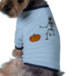 Dancing Skeleton with Jack O'Lantern for Halloween Pet Tee