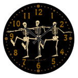 Dancing Skeletons Funny Halloween Clock Black