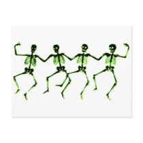 Dancing Skeletons, Green Glow Postcard