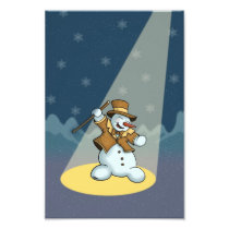 dancing snowman holiday photo print