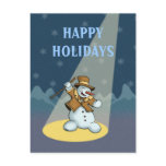 dancing snowman holiday postcard