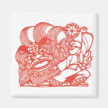 Dancing with lion fridge magnet