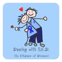 Dancing with N.E.D. - Blue Ribbon Square Stickers
