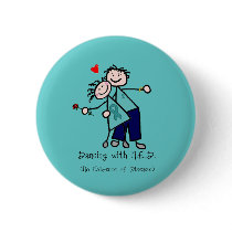 Dancing with N.E.D. Teal Ribbon Pinback Button