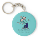 Dancing with N.E.D. Teal Ribbon Keychains