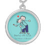 Dancing with N.E.D. Teal Ribbon Personalized Necklace