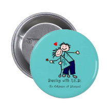 Dancing with N.E.D. Teal Ribbon Pinback Button