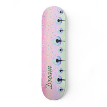 Dandelion Seeds Flying in the Wind - Pink Custom Skate Board