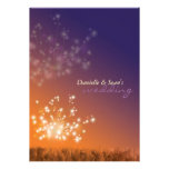 Dandelions in Sunset, Orange Purple Floral Wedding Invitation