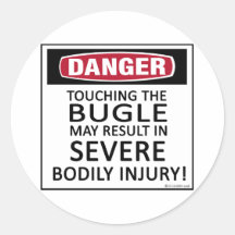 Danger Bugle Round Stickers