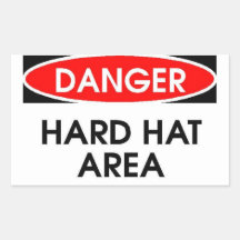 Danger Hard Hat Area Sticker (Rectangle)