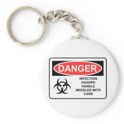 DANGER INFECTION HAZARD KEY CHAIN by baxiemur