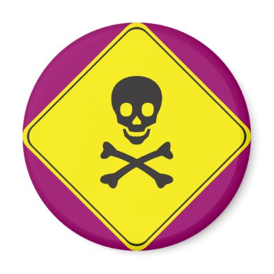 DANGER - SKULL AND BONES SYMBOL REFRIGERATOR MAGNET by ab_photodesigner
