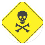 DANGER - SKULL AND BONES SYMBOL STICKERS