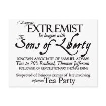 Dangerous Extremist: 18 th Century Style Poster Post Cards