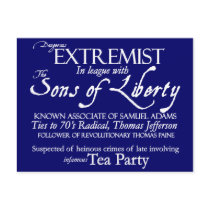 Dangerous Extremist 18th Century Style Poster Post Card