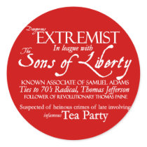 Dangerous Extremist: 18th Century Style Poster Sticker