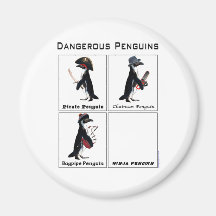dangerous penguins fridge magnet